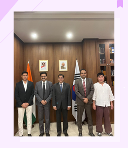 Hon'ble Vice Chancellor met the Ambassador of India to South Korea Mr. Amit Kumar and Mr. Nishi Kant Singh, Deputy Chief of Mission in Seoul